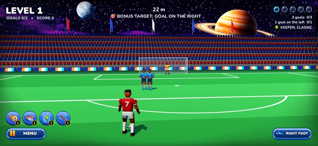 A free kick in the space stadium
